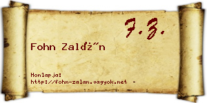 Fohn Zalán névjegykártya